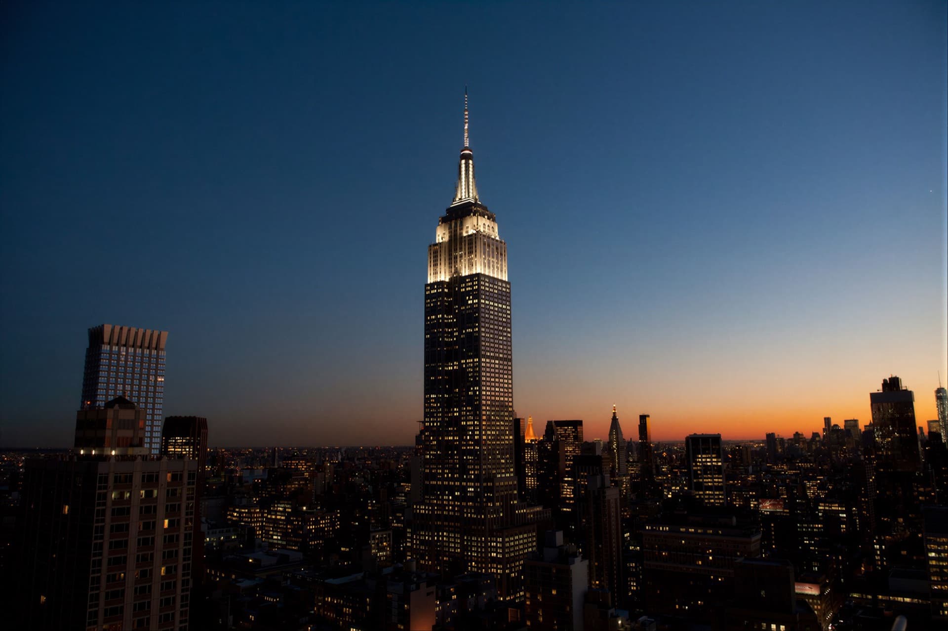 Empire State Building illuminated at night